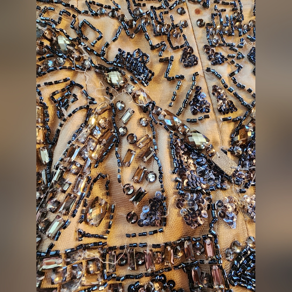 Sherri Hill Nude and Black Beaded Halter Prom Dress - Picture 11 of 16